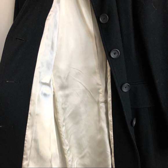 Banana Republic Black Wool Long Coat Satin Lining - Picture 3 of 6